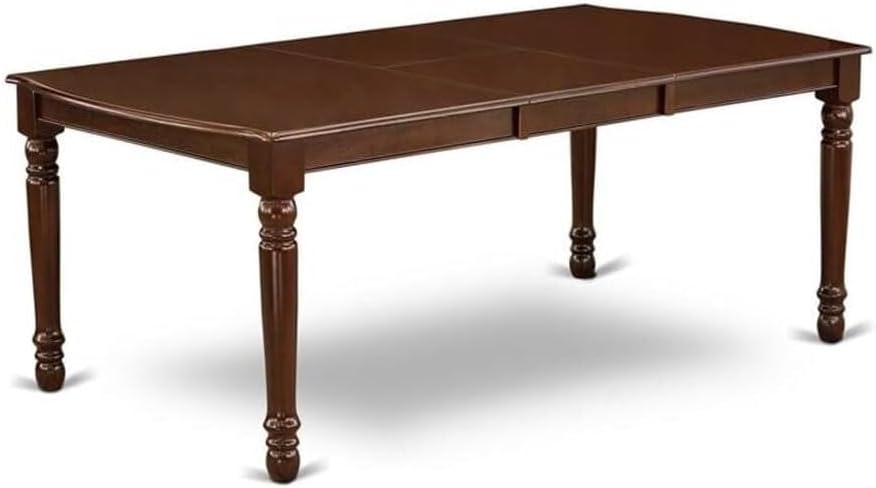 HomeStock 9 Piece Kitchen Table & Chairs Set Includes A Rectangle Dining Table with Leaf and 8 Linen Fabric Dining Room Chairs, 42X78 Inch, Mahogany