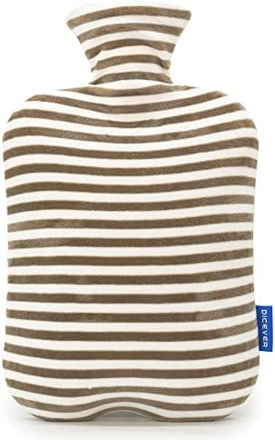 DICEVER Hot Water Bottle, 2L Hot Water Bag with Cover, Brown