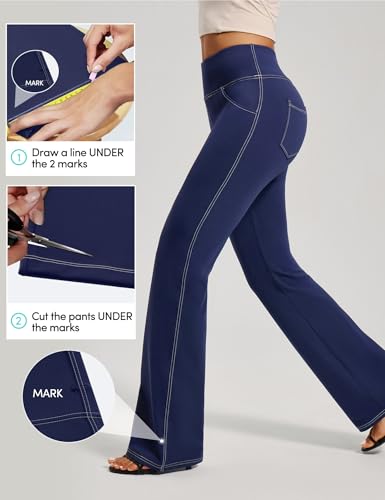 Image of Yoga Pants Women High Waist Workout Bootcut Flare Leggings with Pockets