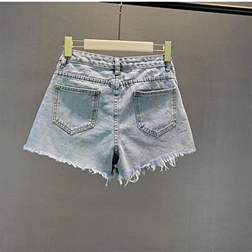 Short en jean patchwork taille haute aux détails troués originaux - 3