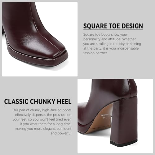 mikarka Knee High Boots Women Block High Heel Tall Boots Side Zip Square Toe Vegan Leather Heeled Platform Long Fall Boots3