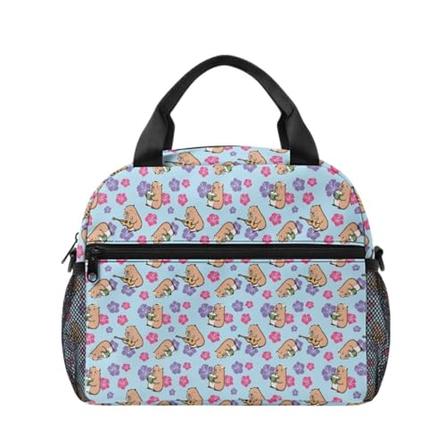 Lonchera infantil capibara ukelele con bolsillo y aislamiento para regalo de excursión 2