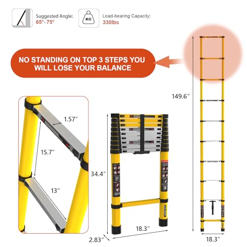 image for LUISLADDERS Telescoping Ladder, 12.5ft Aluminum Extension Folding Tele