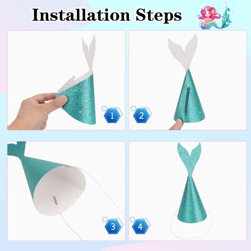 Lucleag 6Pcs Mermaid Birthday Party Eyeglasses 6Pcs Mermaid Party Hats, Mermaid Theme Party Eyeglasses Hats For Kids Girls, Mermaid Photo Props For Girl Birthday Party Supplies Baby Shower Gifts #TOP5