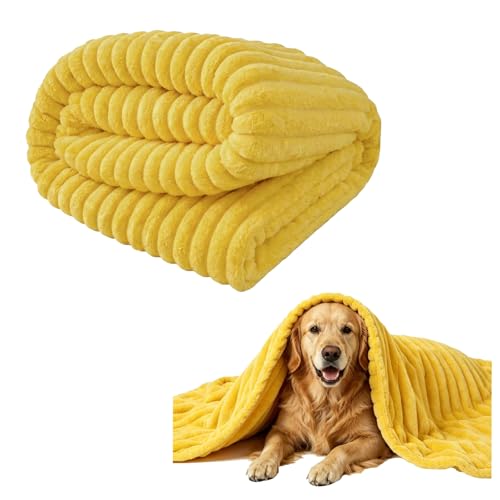 Yellow Dog Blanket Emotional Support Blanket Yellow Dog Security Blanket Designed for Pets Bed Crate & Car Machine Washable for Dogs & Cats Daily Use (Bright Yellow 70*100cm/ 27.55*39.37in)