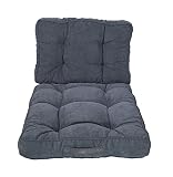 Meerweh Palettenkissen mit Rückenteil, 76/40x58x12 cm, Cordstoff, flauschig, blaugrau, 2er Set