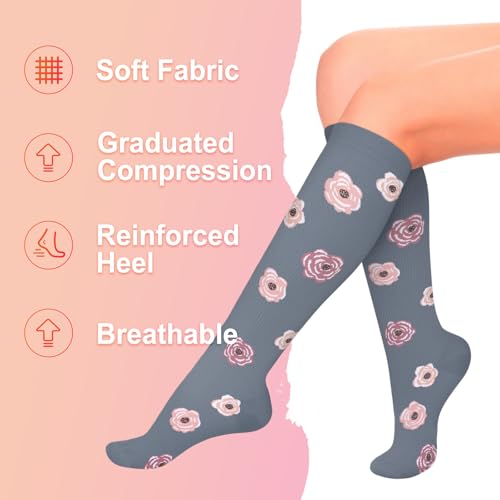 Image of Iseasoo 4 Pairs Compression Socks for Women Circulation-Best Support for Nurses,Running,Athletic,Travel