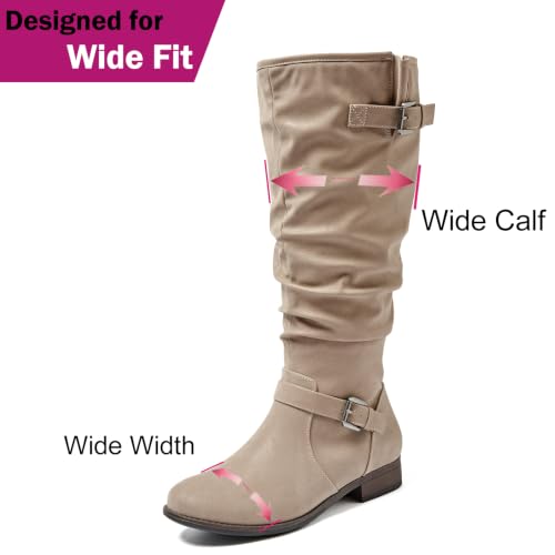 Image of Luoika Women's Extra Wide Calf Knee-High Boots | Wide Width, Round Toe, Plus Size, Slouchy Boots, Low Heel, Winter Boots.