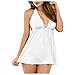 Pyjama Robe Femme Lingerie Nuisette Dentelle Soie Sexy Vêtement De Soir Nuit Bretelle La Mode Chic Fausse Soie,Nuisette Sexy Femme Chemise de Nuit avec Ceinture Kimono Pyjamas Peignoirs Transparent