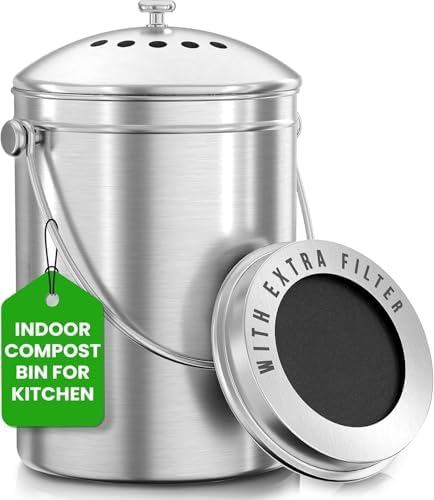 Utopia Kitchen Countertop Compost Bin Kitchen with Charcoal Filte...
