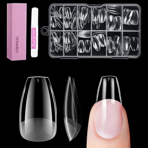 Venares Soft Gel Press on Nails Tips for Gel-Nails Tips - 120 puntas cortas para uñas de gel, 12 tamaños, para salones de uñas, principiantes, DIY