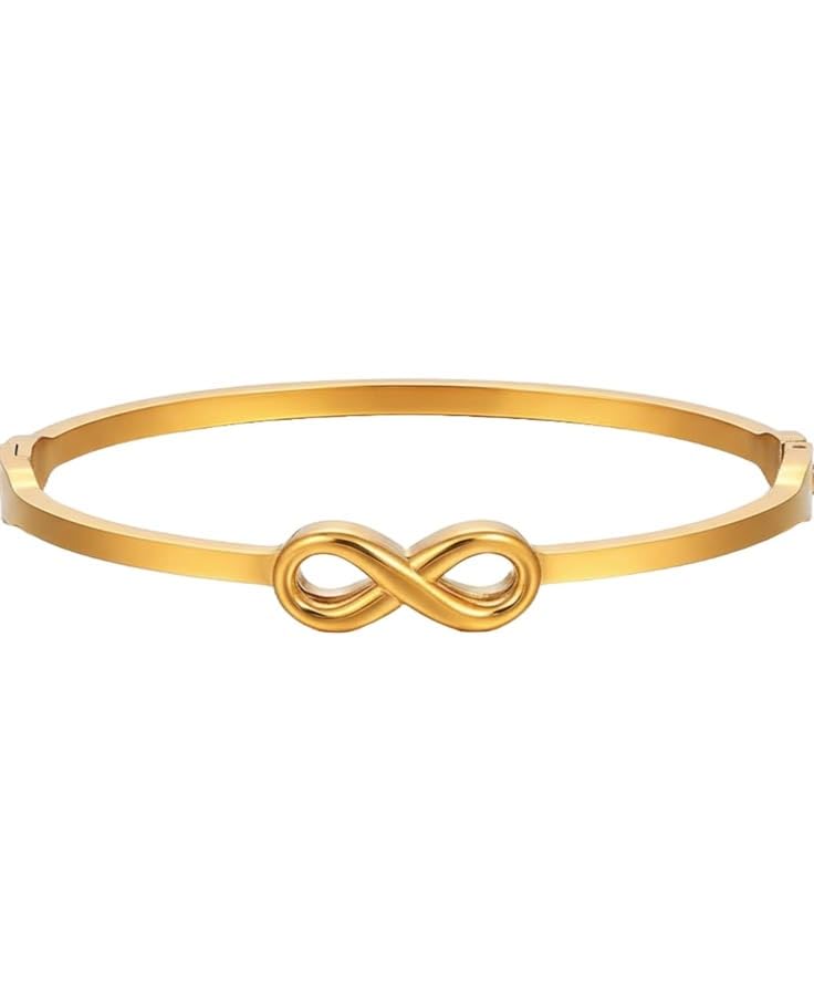 Anti Tarnish Jewellery | Gold Stainless Steel Openable Crystal Bracelet for Women Stylish Infinity | Stone Kada Cuff Bangle Love Friendship Couples Gifts Girls Mother Sister Wife Girlfriend-image-26