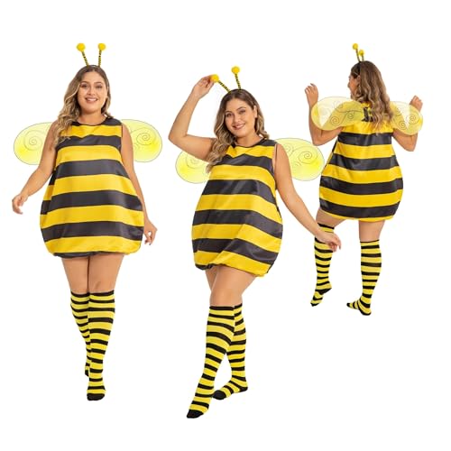 cuteDIY Bienenkostüm Erwachsene Kostüm Biene Bienen Damen Faschingskostüme Karneval 46 48
