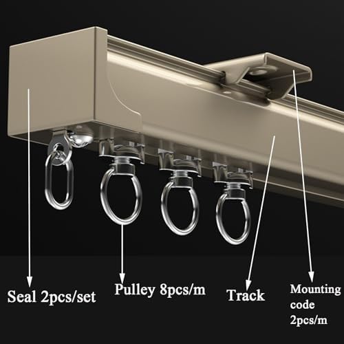 Heavy Duty Adjustable Curtain Track Kit for Ceiling or Wall Mount, 3ft-6ft, Easy Cut-to-Size, Compatible with Grommet & Pinch Pleated Curtains, White