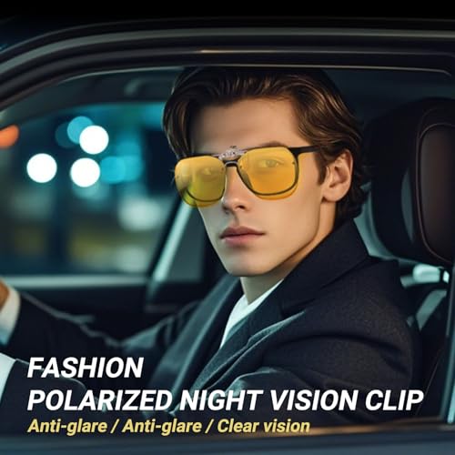 TERAISE Clip-on Night Vision Glasses Flip up women and men,night driving glasses Suitable for Outdoor/Driving UV4002