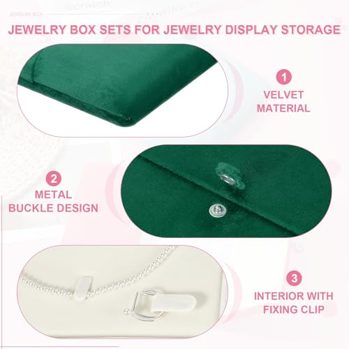 Petite boîte à bijoux en velours vert pour bagues et colliers - 4