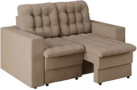 Sofá 2 Lugares Retrátil Lubeck Plush Suede Bege 140 cm