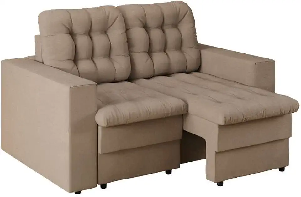 Sofá 2 Lugares Retrátil Lubeck Plush Suede Bege 140 cm