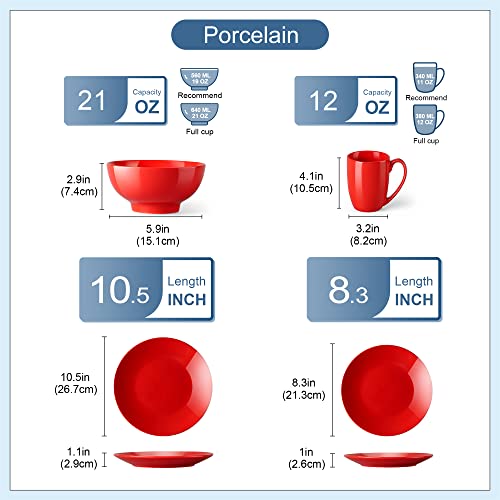 Dinnerware Set For 8, 32-Piece Dishes Dinner Sets, Dinner Plates, Dessert Plates, Bowls And Mugs Dishwasher Safe Ceramic Dishes Orangered #TOP2