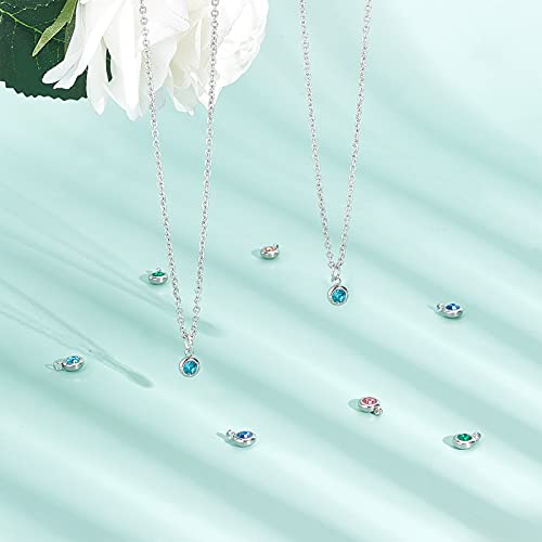 UNICRAFTALE 30pcs 5 Colors Flat Round Rhinestone Pendants 9mm Crystal Birthstone Stainless Steel Linking Charm Mixed Color Faceted Jewelry Charms for Jewelry Making Hole 2mm - Image 3