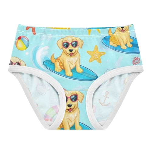 Toddlers Underwear Floral 2t Cotton Little Girl Panties Print Underpants Briefs Cute Golden Puppies Summer Blue
