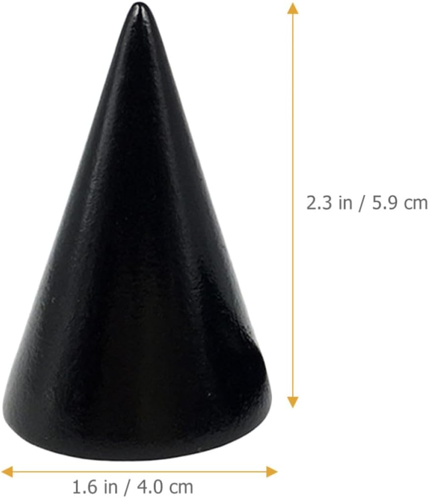 VICASKY 2pcs Black Wooden Cone Ring Display Rack for Showcase Counter image 2