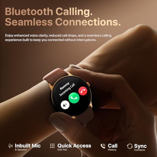 Image of Fire-Boltt Phoenix Pro Round Smart Watch 1.39″ HD Display with Bluetooth Calling, AI Voice Assistant, SpO2 & Heart Rate Monitor, 120+ Sports Modes, Smartwatch for Men & Women - Mocha Mousee