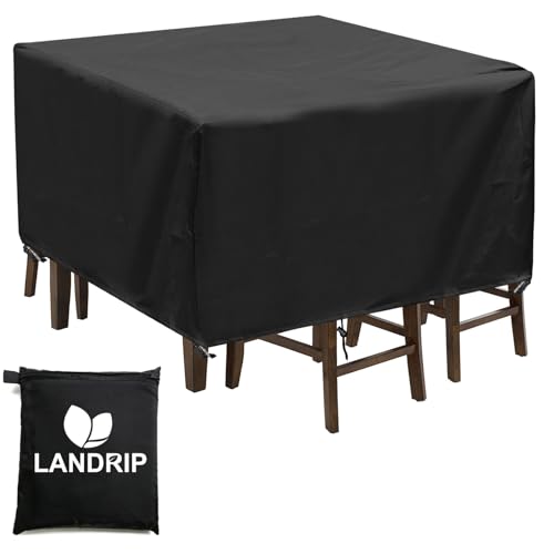Landrip Funda Muebles Exterior Impermeable 150x150x70cm, 420D Oxford Funda de Mesa de Exterior Impermeables Funda de Muebles Exterior
