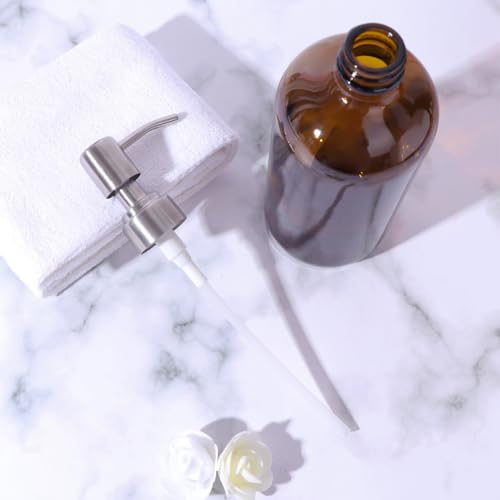 Botella de vidrio con bomba dispensadora de 500ml para baño y cremas 4