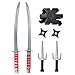 Armas Ninja Juguete Niños【Katanas Estrellas Tridentes Soporte】 Conjunto Accesorios Disfraz Ninja Carnaval Halloween Regalo