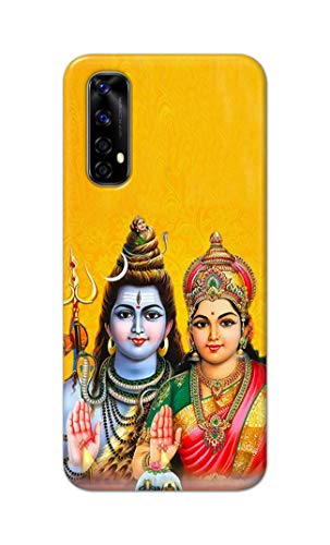 Image of PRINTFIDAA Lord Shiva Parvati Yellow Background Printed Designer Hard Back Case Cover for Realme Narzo 20 Pro /Realme 7 -(TY) MVN1008