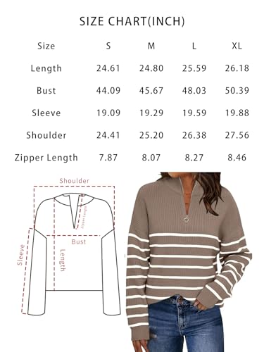 Lillusory Women'S Quarter Zip Striped Oversized Sweater Mock Turtleneck Pullover Fall Fashion Outfit Winter Trendy Clothes Black White M thumb #5