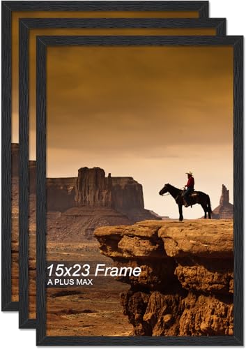 A PLUS MAX 15x23 Picture Frame Set of 3 Black Light Weight Wall Mount