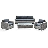gartenmöbel polyrattan grau sale 【DEUTSCHE Marke】【100% EIGENE Herstellung in unserer deutschen Manufaktur 】 【 8 Jahre GARANTIE auf die UV-Beständigkeit gibt es nur bei Ragnarök-Möbeldesign (woanders bekommen Sie KEINE Garantie auf die UV-Beständigkeit) 】 sehr große und edle Garten Lounge mit Platz für mindestens 5 Personen. Bequeme Sitzgruppe mit viel Platz auf dem 220cm langem Sofa, in Twist-Rattan