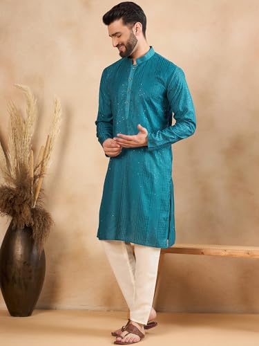 Image of Amazon Brand - Tavasya Men Linen Traditonal Regular Kurta