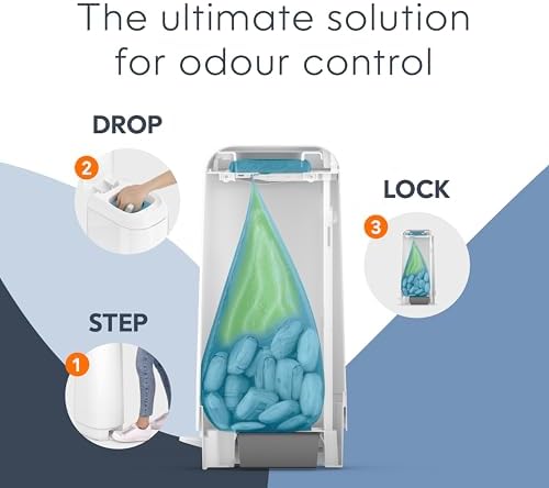Diaper Genie Signature Pail Gift Set Includes 1 Easy Roll Refill with 30 Bags | Holds Up to 1,410 Newborn-Sized Diapers Per Refill White — view 6