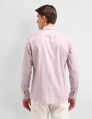 Image of Arrow Sport Men Slim fit Cotton Striped Long Sleeves Semi-Cutaway Collar Shirt