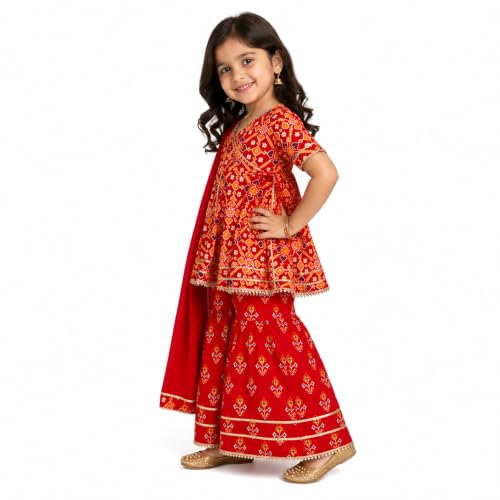 Image of LITTLE GINNIE Girls Kurta Sharara Set | Traditional Ethnic Wear for Kids
