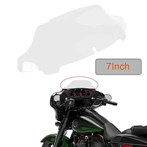 Image of Clear 7 inch Wave Windshield Windscreen Compatible for 2014-2022 Harley Davidson Touring Street Glide Electra Glide Ultra Classic Glide Tri Glide 2015 2016 2017 2018 2019 2020 2021 2022 (Tint)