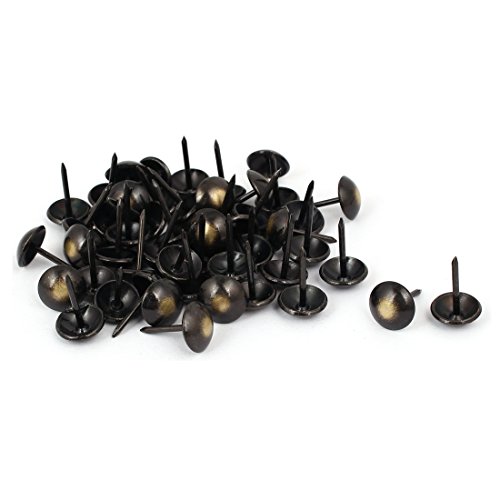 Sourcingmap 7/16 Inch Head Dia 17mm Height Upholstery Tack Nail Push Pin Black Bronze Tone 50pcs