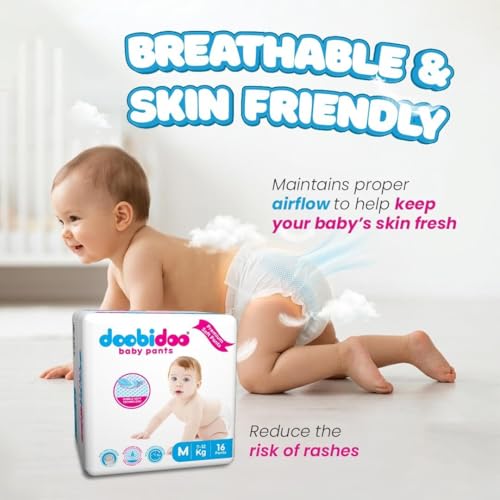 Image of Doobidoo Baby Pants Diapers - XL Size | All Round Softness with Bubble Soft Topsheet, Anti-Leak Side Cuffs, Wetness Indicator, High Absorbency, Comfortable Fit (12-17 kg) - Pack of 1 | Count - 12