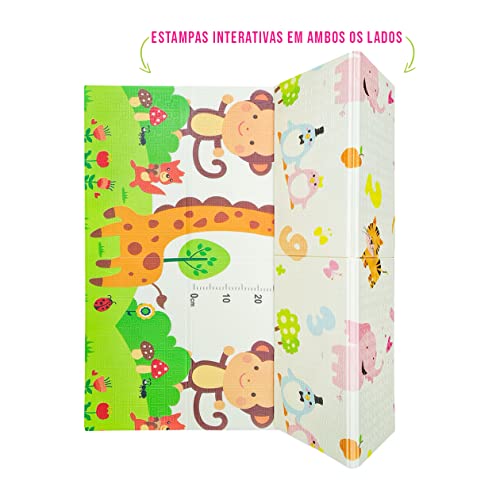 Tapete Tatame Infantil Portátil para Atividades dos Bebês e Crianças, Dupla Face, Dobravel, Macio [S