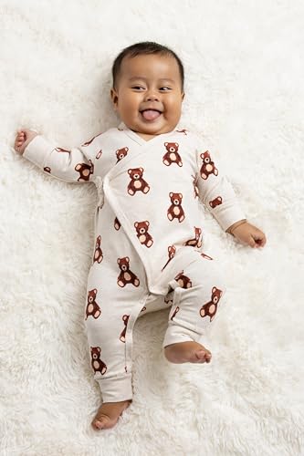 Image of monica + andy Kimono Tie Long Sleeve One Piece, 100% Organic Baby Clothes for Girls & Boys, Preemie, Newborn & Infant