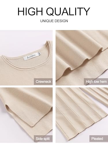 ANRABESS Conjunto de duas peças para mulheres, suéter de malha, pulôver, calça de cintura elástica,