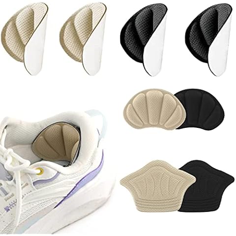 Heel Cushion Pads - Vaktop 4 Pairs Heel Grips, Self-Adhesive Heel Cushion Inserts, Anti-Slip Heel Pads - Sport Shoes Heel Blister Protectors for Women and Men(Black & Beige) Cover