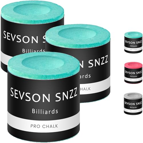 SEVSONSNZZ Billiards Pool Table Chalk 3 Cube Cue Stick Premium Round Circle Chalk Accessories Performance Low Powder Holder for Hand Professional Tournament Snooker 8 Ball Games Gifts Home Cyan