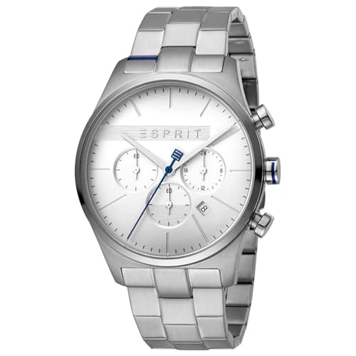 Esprit Herren Chronograph Quarz Uhr mit Edelstahl Armband ES1G053M0045