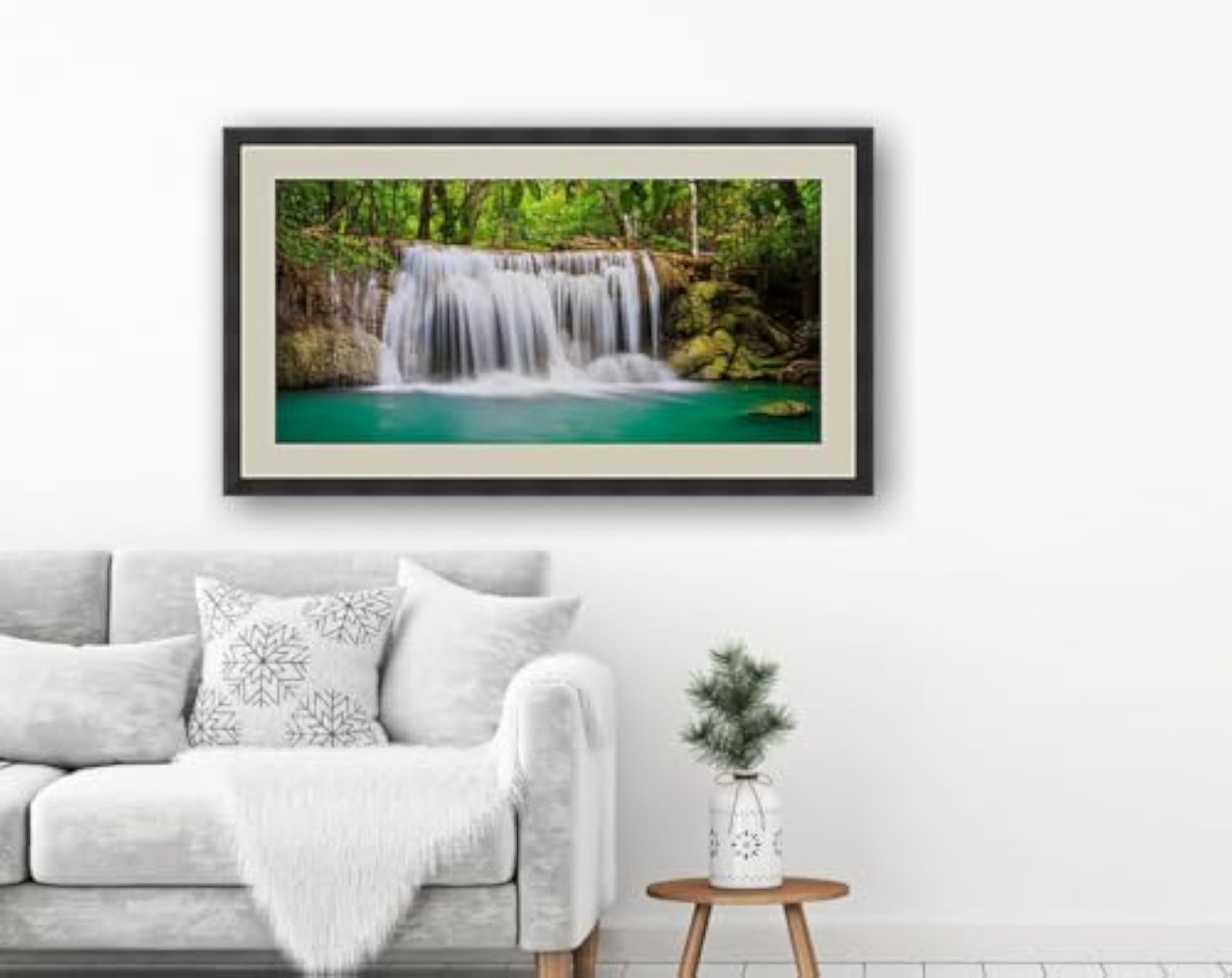 Waterfall Canvas Painting with Frame for Home Decoration
