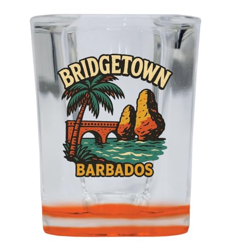 Vaso de shot cuadrado con base naranja de 2 oz