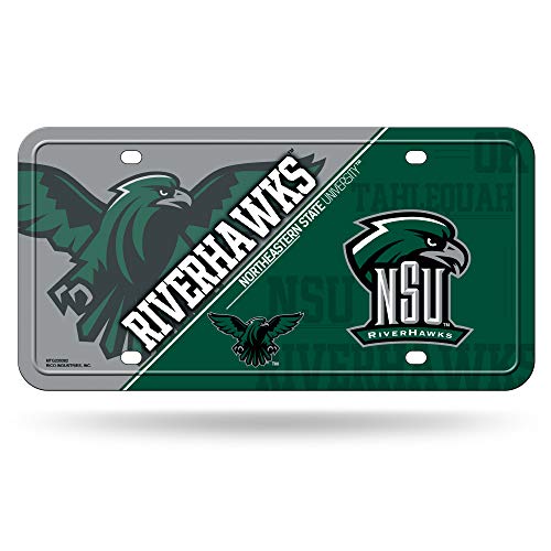 Rico Industries NCAA Northeastern State Riverhawks Metal License Plate Tag, 6 x 11.5-